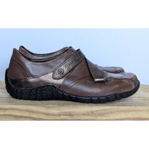 Josef Seibel Metallic Brown Bronze Flat Sneakers Slip On Strap Women Sz 39 /US-8